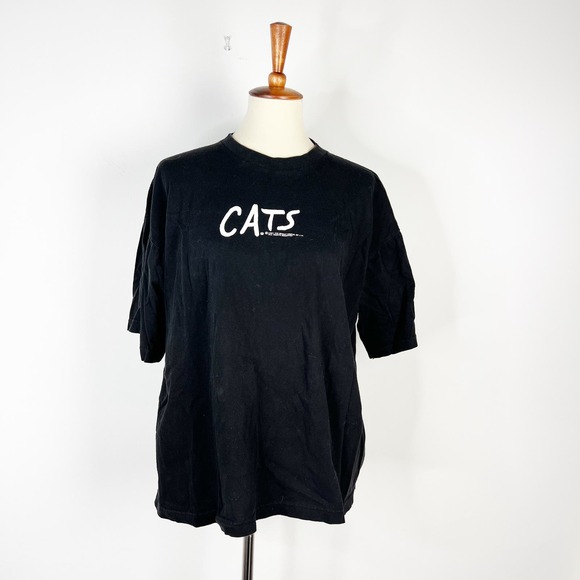 Vintage 1981 Cats Andrew Lloyd Webber black tshirt with eyes Size Large - Picture 2 of 8